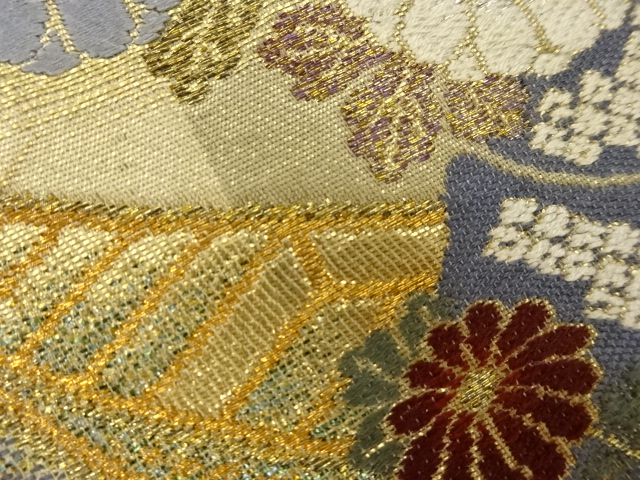 6891229: JAPANESE KIMONO / VINTAGE FUKURO OBI / WOVEN AUTUMN